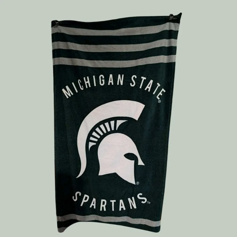 Michigan State Spartans Beach Towel Green White Spartan Helmet Logo NCAA